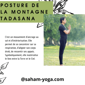 posture de la montagne avec un homme qui pratique la posture